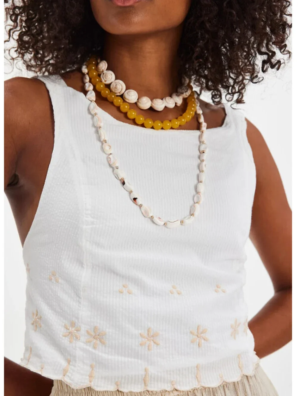 Free People Kayla Solid Embroidered Blouse Top Floral Cropped Cotton size M New